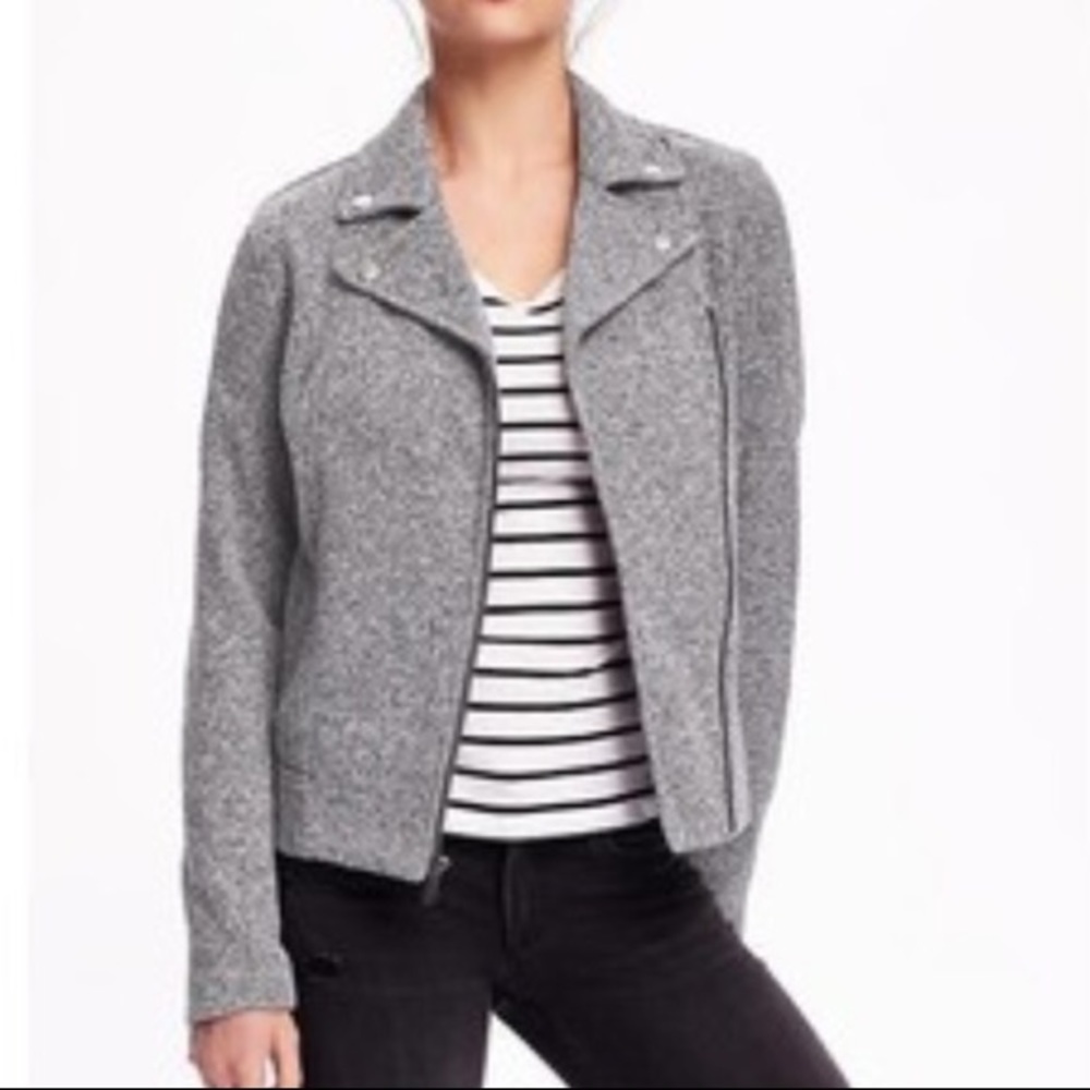 Old navy gray knit moto jacket size medium